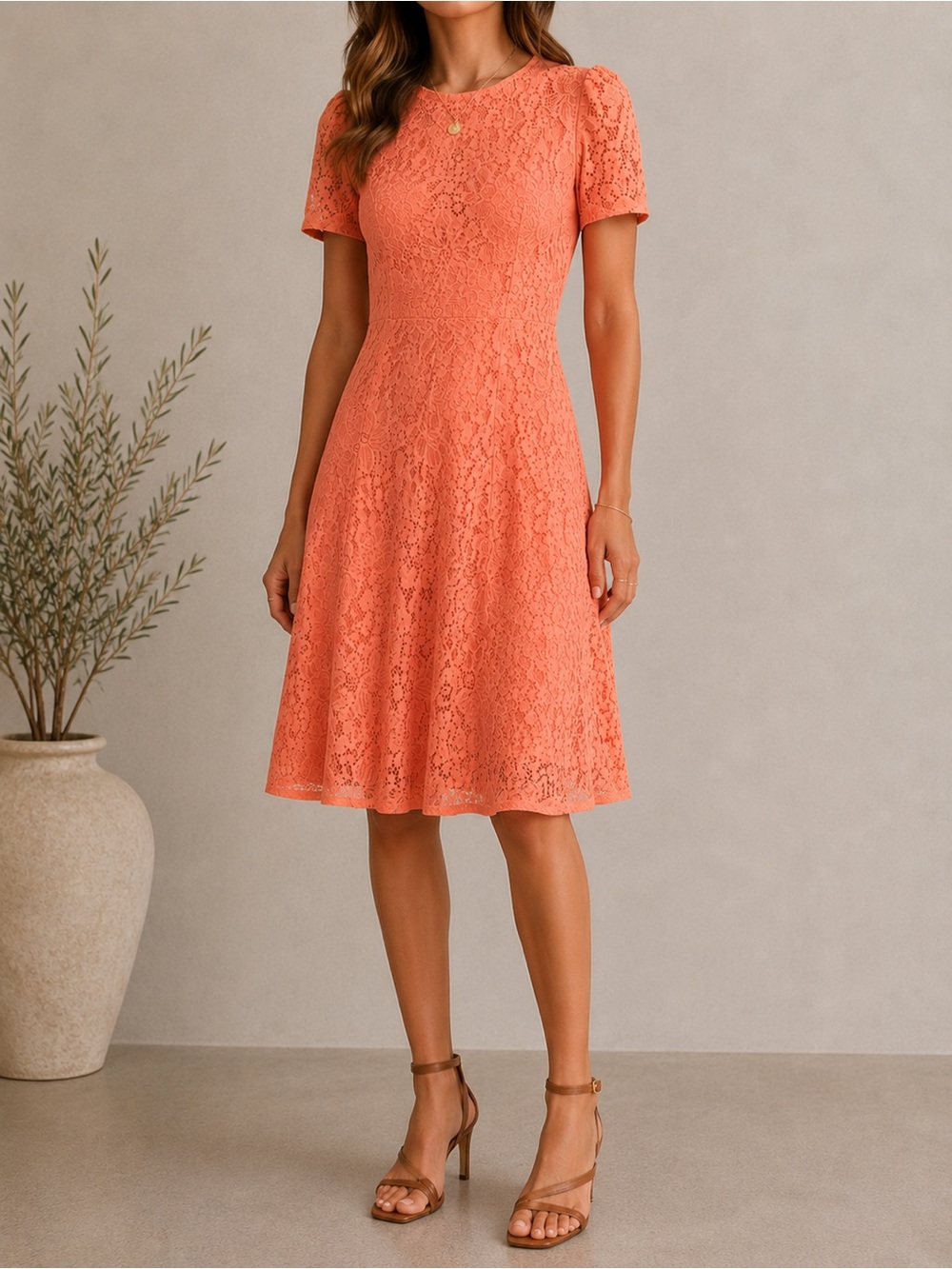 NWT Y2K Talco Terracotta Italian Made Lace Midi Dress & Slip Women’s Size Medium